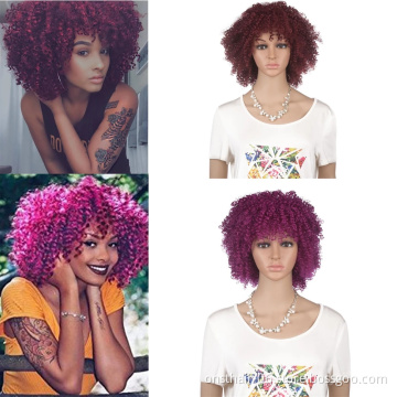 Onst Best  Price Wigs for Black Women Synthetic Kinky Curly Wigs 12 inches Short Black Natural Afro Hair for Black Women 2colors